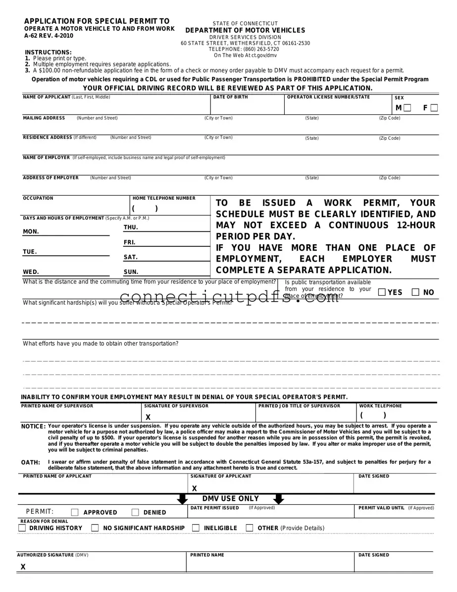 Fill Your Connecticut A 62 Form