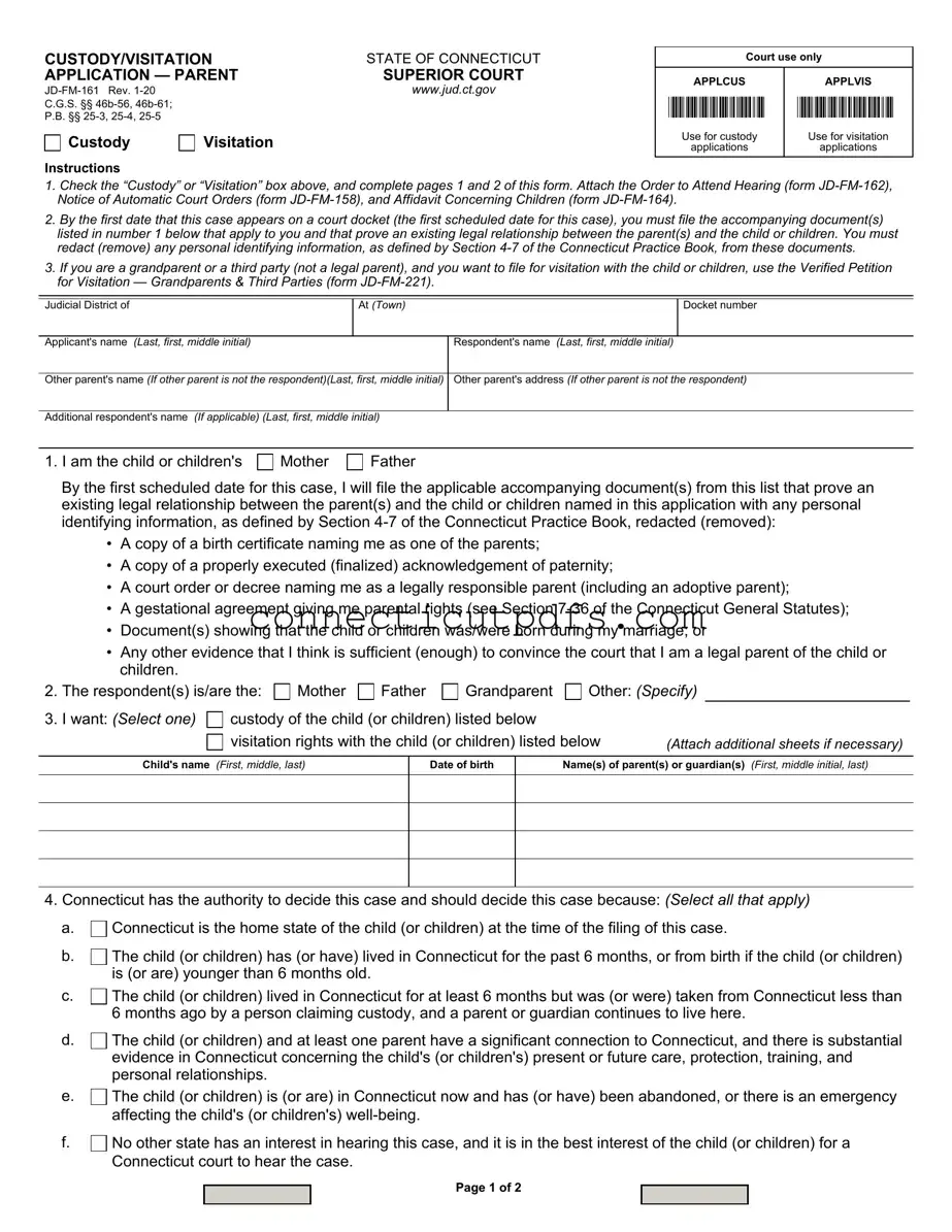 Fill Your Connecticut Custody Application Form