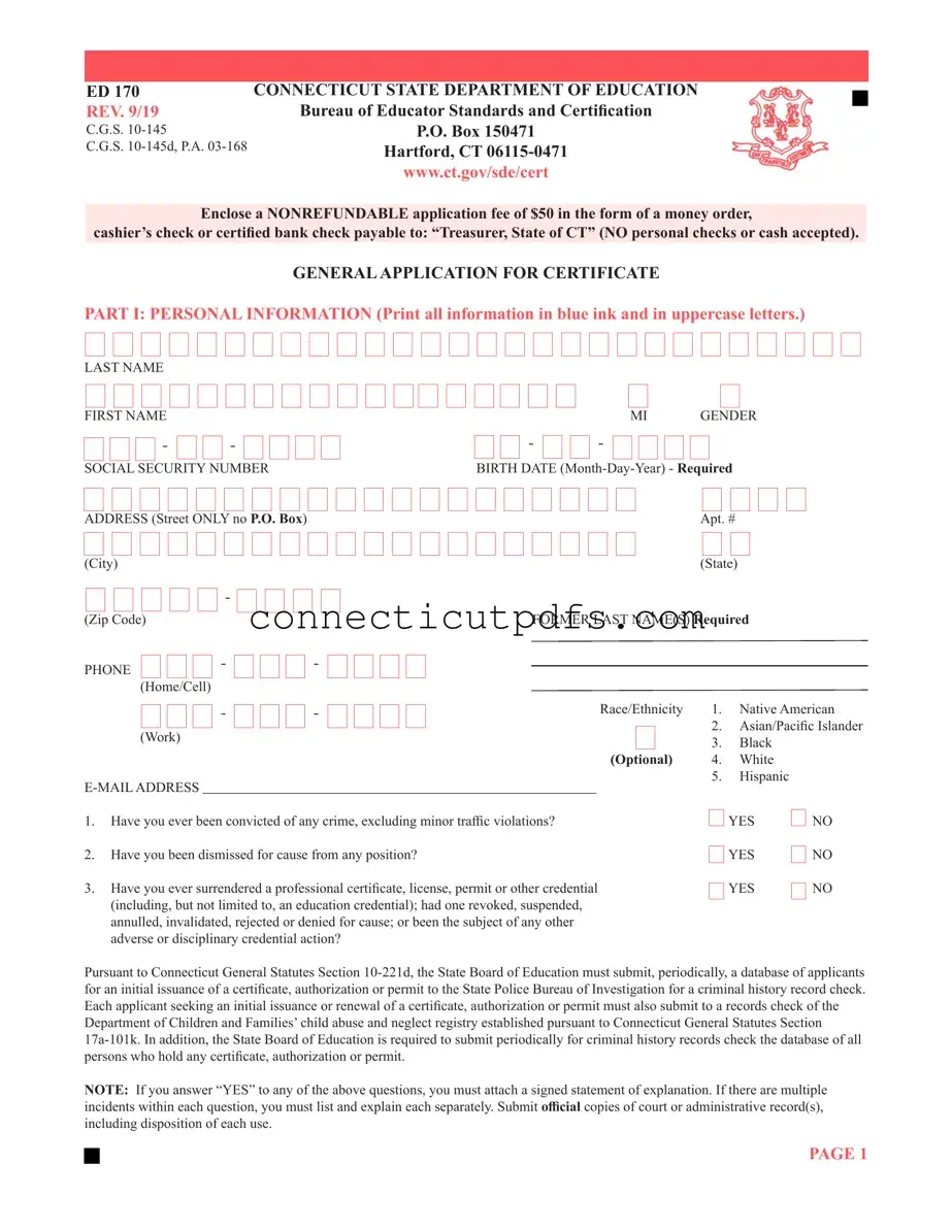 Fill Your Connecticut Ed 170 Form