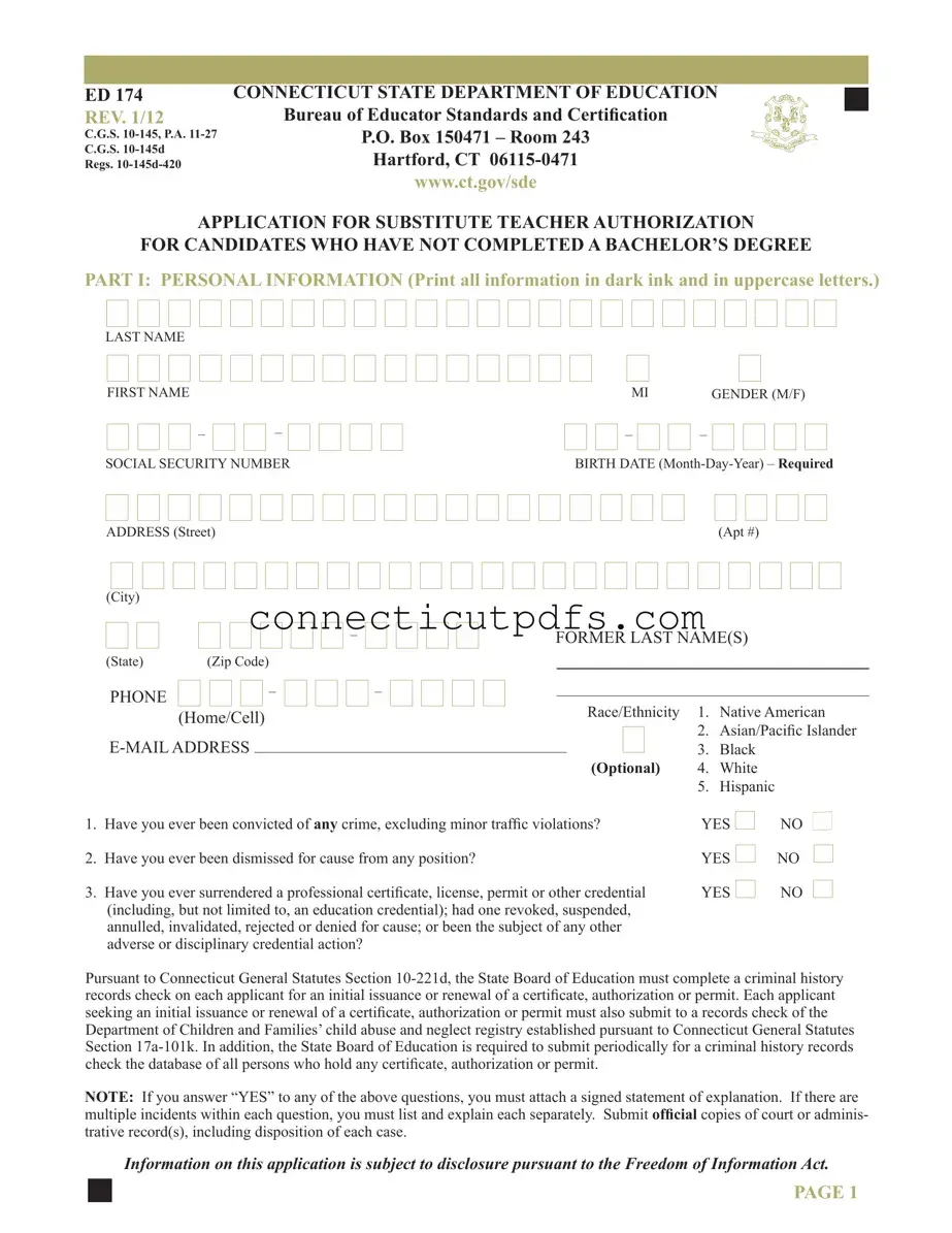 Fill Your Connecticut Ed 174 Form