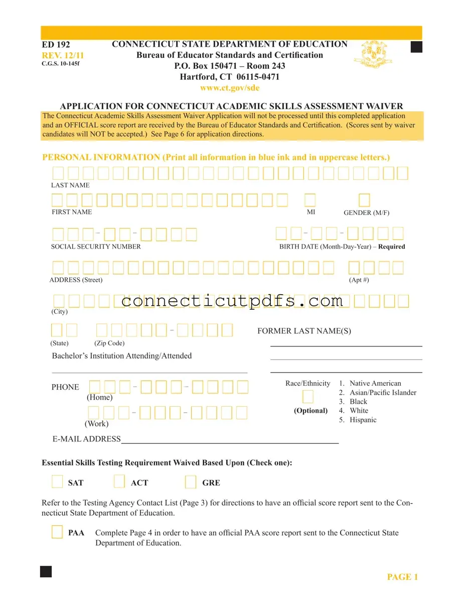 Fill Your Connecticut Ed 192 Form
