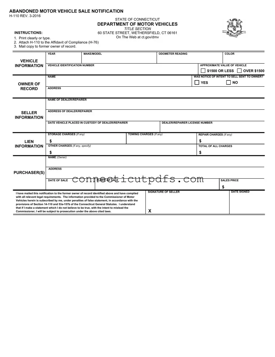 Fill Your Connecticut H 110 Form