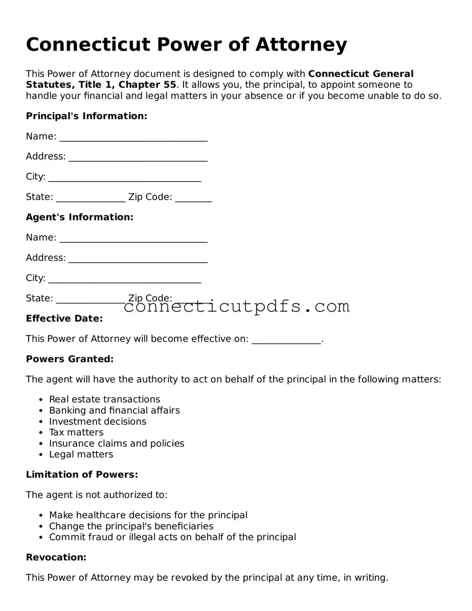 Fillable Connecticut Power of Attorney Document