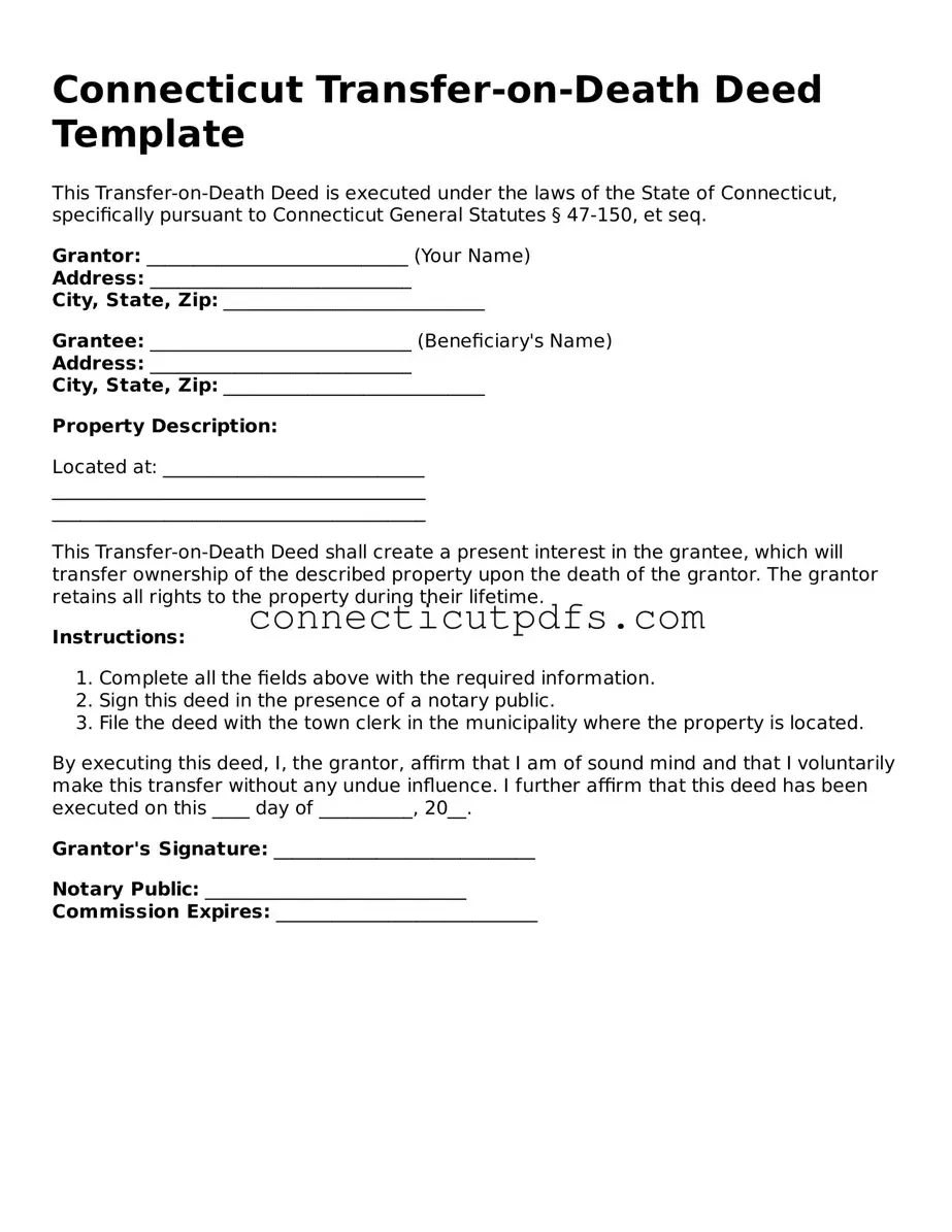 Fillable Connecticut Transfer-on-Death Deed Document