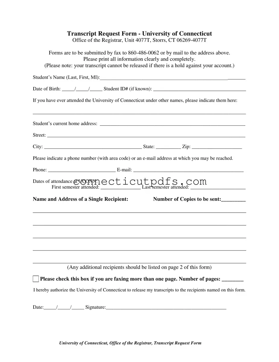 Fill Your Connecticut Transcript Request Form