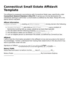 Fillable Connecticut Small Estate Affidavit Document