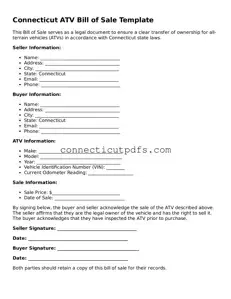 Fillable Connecticut ATV Bill of Sale Document