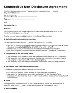 Fillable Connecticut Non-disclosure Agreement Document