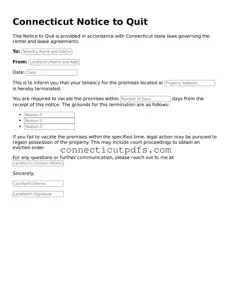 Fillable Connecticut Notice to Quit Document