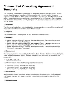 Fillable Connecticut Operating Agreement Document