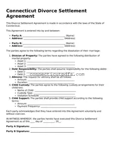 Fillable Connecticut Divorce Settlement Agreement Document
