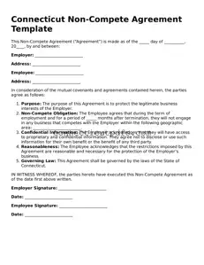 Fillable Connecticut Non-compete Agreement Document