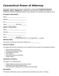 Fillable Connecticut Power of Attorney Document