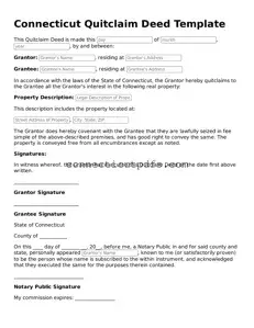 Fillable Connecticut Quitclaim Deed Document