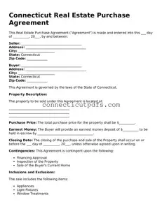 Fillable Connecticut Real Estate Purchase Agreement Document
